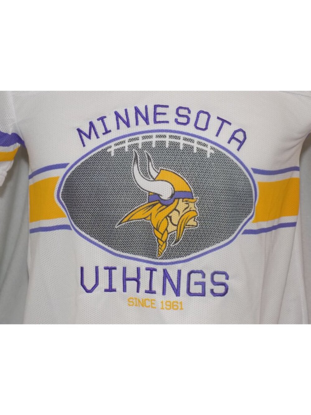 NFL Team Apparel Minnesota Vikings Women's M Jersey Mesh Shirt White Purple - Picture 4 of 7